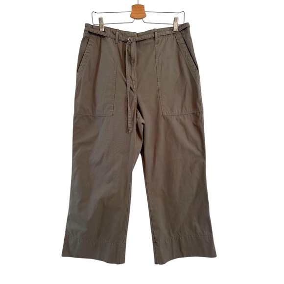 CLUB‎ MONACO Tea Dyed Bootcut Cropped Chinos Army Green Utility Vibe Size 12 - Picture 10 of 14